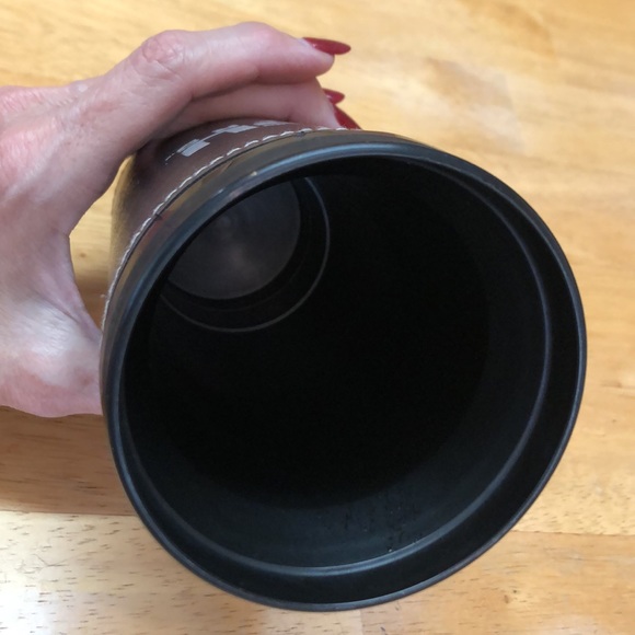 LSU Tigers Black Leather Insulated Covered 14oz. Drinking Cup - Picture 3 of 5